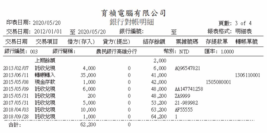 票據管理系統畫面示意